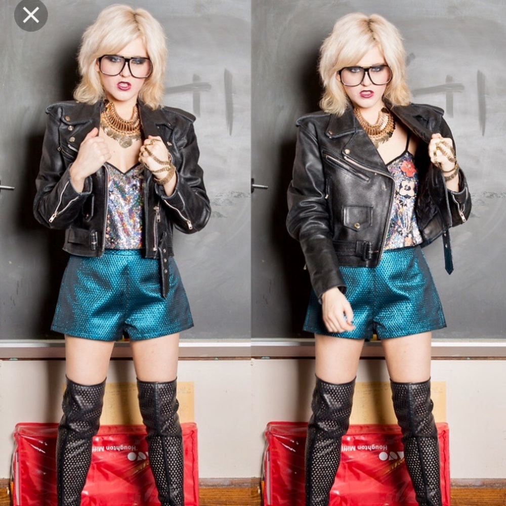 {Nasty Gal} Metallic Teal High-waist Mermaid Short